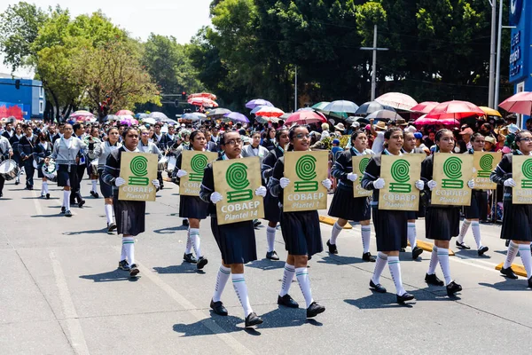 5月5日为纪念普埃布拉战役而举行的学生乐队游行 — 图库照片