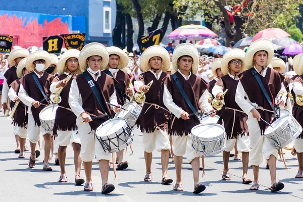 Students Parade Commemorate Anniversary Battle Puebla May — Stock Fotó