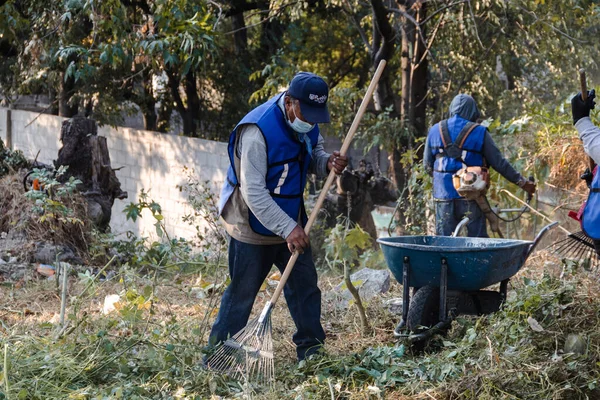 Vizinhos Realizar Dia Limpeza Uma Ravina Cidade Puebla — Fotografia de Stock