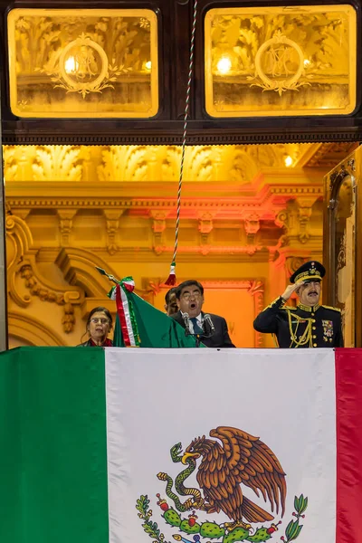 Eylül 2022 Puebla Valisi Miguel Barbosa Önderliğindeki Bağımsızlık Çığlığı Töreni — Stok fotoğraf