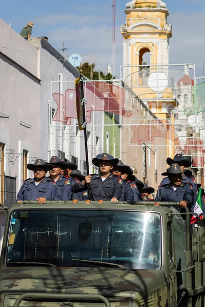 Policías Mexicanos Desfilan Conmemoración Independencia México —  Fotos de Stock