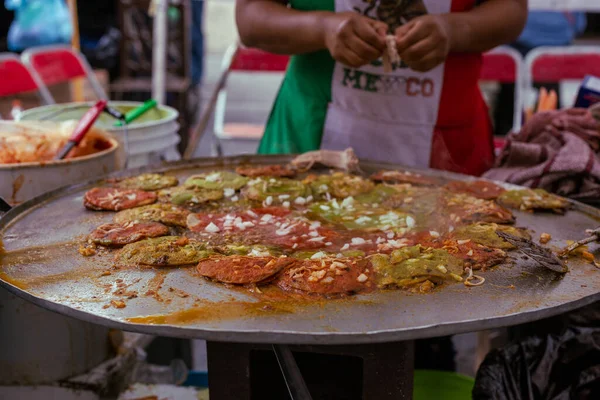 Preparation Chalupas Poblanas Mexican Food Puebla Mexico — Stock Photo, Image