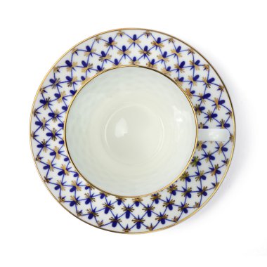 Porcelain cup, top view. Фарфоровая чашка, вид сверху