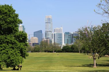 Sunny Green City Park, Zilker Park in Austin Texas, USA, Summer clipart