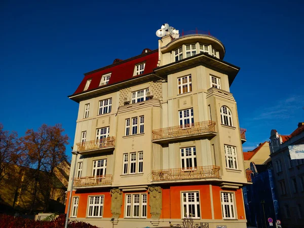 Ceske Budejovice République Tchèque Octobre 2021 Ancien Bâtiment Art Nouveau — Photo