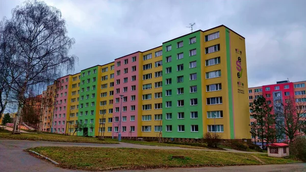 Pilsen República Checa Diciembre 2021 Colorido Bloque Pisos Estilo Comunista —  Fotos de Stock