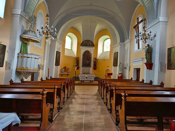 Karvina República Checa Febrero 2022 Interior Una Iglesia Inclinada Muy —  Fotos de Stock