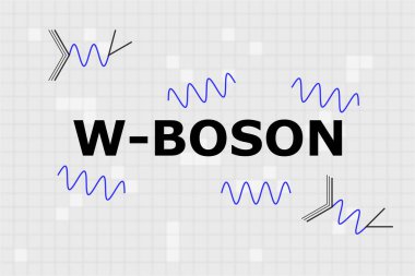 Merkezde mavi sinüs dalgaları ve nötronun proton değişimine Feynman diyagramının bulunduğu boson W-bozonunun adı.