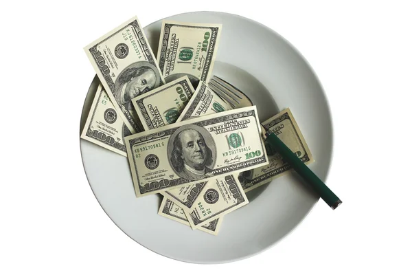 Dinero en el plato —  Fotos de Stock