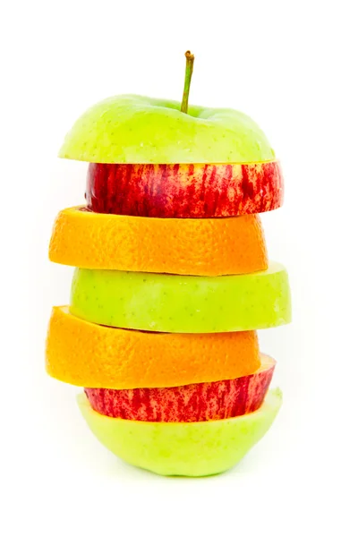 Apfel- und Orangenscheiben — Stockfoto