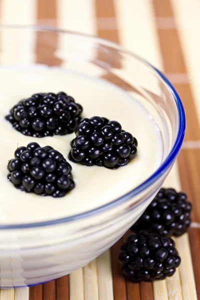 Yoghurt en bramen — Stockfoto
