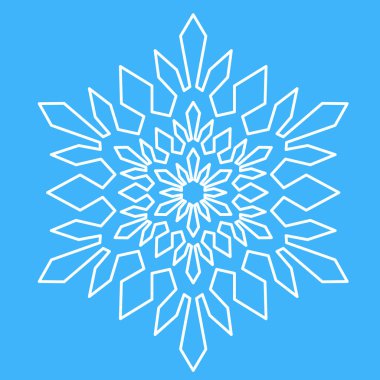 Kar tanesi ikonu, Noel süsü. Buz tanesi, simetrik yıldız mandala vektör çizimi