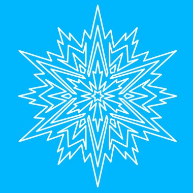 İğne kar tanesi ikonu, Noel süsü. Tasarım için mükemmel kar tanesi, simetrik yıldız sembolü çizimi