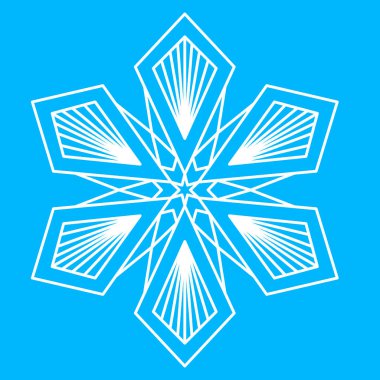 Tasarım için beyaz kar tanesi, simetrisi olan kristal, vektör illüstrasyonu