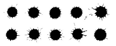 Siluet boya lekeleri, sıçrama lekeleri, vektör illüstrasyonu.