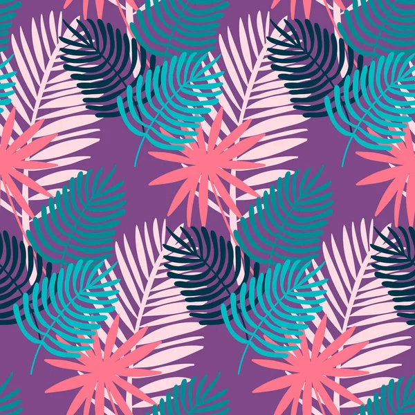 Monstère Motif Sans Couture Palmier Feuille Lilas Violet Tropical Illustration — Image vectorielle