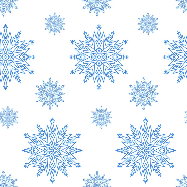 Śnieżynka Bez Szwu Wzór Boże Narodzenie Tło Biały Niebieski Wzór — Wektor stockowy