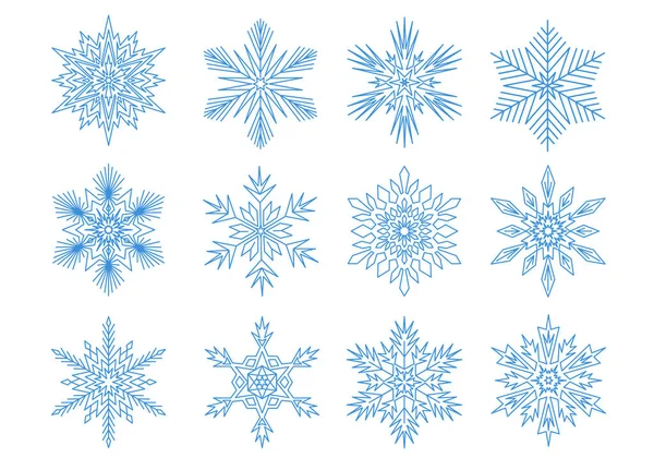 Symmetrinen Lumihiutale Mandala Asetettu Tähti Muoto Kuvakkeet Asetettu Vektori Kuvitus — vektorikuva