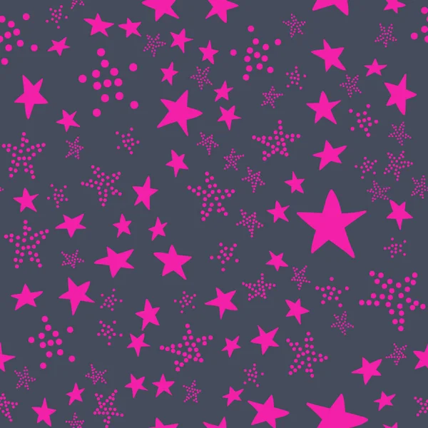 Seamless Pattern Star Asterisk Pink Dark Design Vector Illustration Star — Stock Vector