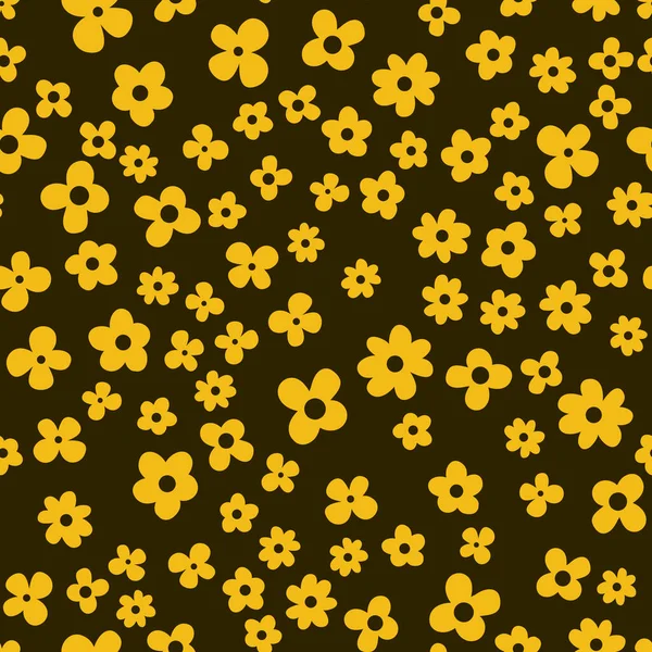 Zökkenőmentes Minta Sárga Virág Sötét Háttérrel Egyszerű Textil Design Csomagolási — Stock Vector