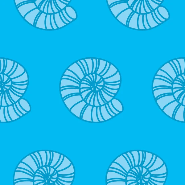 Naadloos Patroon Zeeschelp Blauwe Bloemen Tegels Voor Textiel Decoratie Verpakking — Stockvector