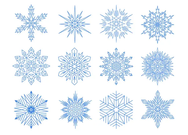 对称雪片集合 雪片星形 矢量说明 — 图库矢量图片#