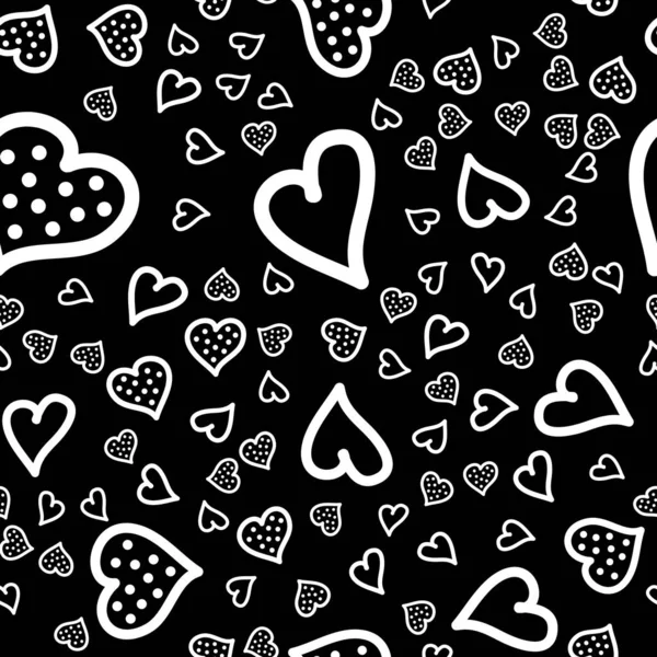 Seamless Pattern Contour Heart Dots Black Vector Illustration Textiles Wallpaper — Stock Vector