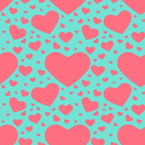 Seamless Pattern Heart Big Small Blue Background Vector Illustration Textiles — Stock Vector