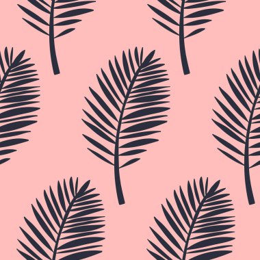 Dikensiz palmiye yaprağı, oyulmuş pembe gri tropikal yaprak, vektör illüstrasyonu