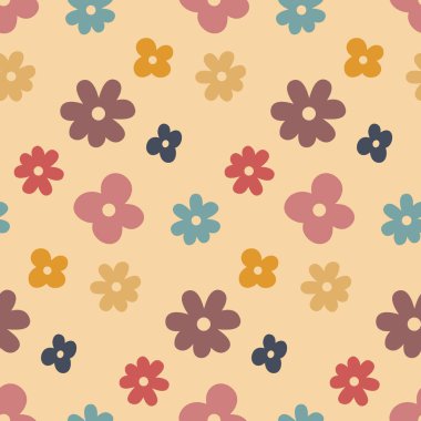 Kusursuz desen, renkli çiçek, basit çocuksu tasarım vektör çizimi