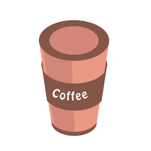 Taza Con Café Color Beige Marrón Ilustración Vectorial Isometría — Vector de stock