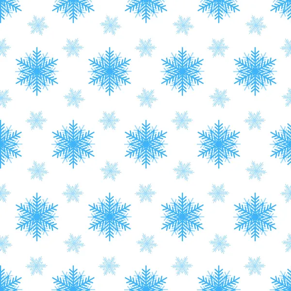 Снежное Рождество Бесшовный Узор Голубая Снежинка Белом Фоне — стоковый вектор