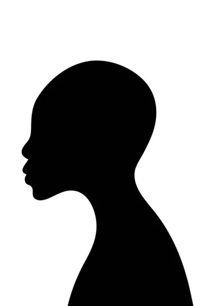 Profil Femme Africaine Silhouette Noire Sur Blanc Portrait Féminin Illustration — Image vectorielle