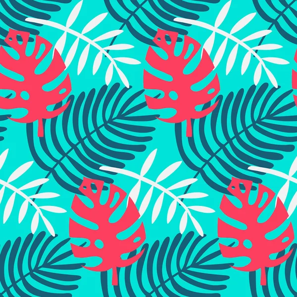 Monstère Motif Sans Couture Palmier Feuille Tropicale Illustration Vectorielle — Image vectorielle