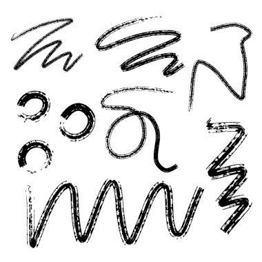 Fırça seti, siyah beyaz çizgi leke kuru fırça darbesi boya, kalın poster tasarımı