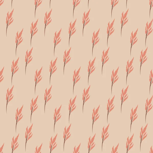 Sarı zemin üzerinde pürüzsüz desenli pembe panicle kamış, duvar kağıdı kaplama tekstil tasarımı.