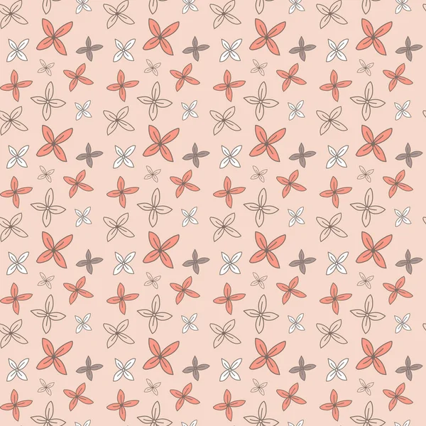 Seamless Pattern Small Delicate Flowers Orange Gray Pink Background Wallpaper — Stock Vector