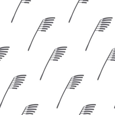 Beyaz dikişsiz desen üzerinde organik desen gri kamış, tekstil tasarımı ve ambalaj vektörü çizimi