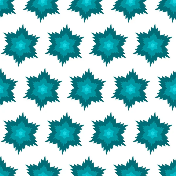 Simetrik Mavi Turkuaz Çiçekler Fantezi Kusursuz Desen Duvar Kağıdı Sarma — Stok Vektör