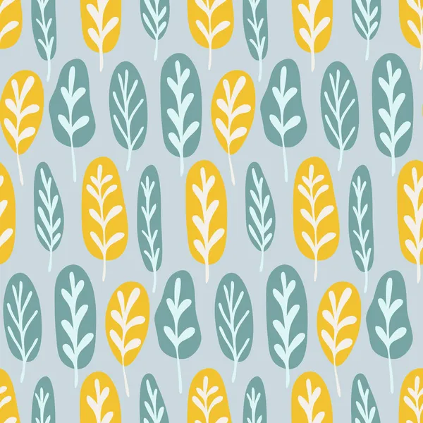 Motif Sans Couture Gris Jaune Feuille Automne Couleur Tendance Pour — Image vectorielle