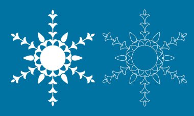 Kar tanesi Noel kışı, dekorasyon ve tasarım için beyaz buz kristali kar tanesi, basit vektör çizimi