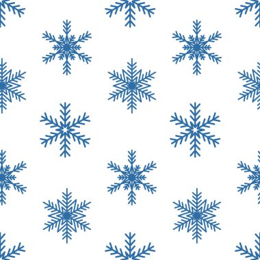 Kar tanesi, noel süslemesi pürüzsüz desen, beyaz arkaplanda sevimli vektör deseni