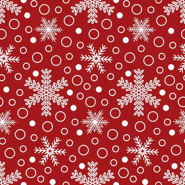 Snowflake Christmas Decoration Seamless Pattern Cute Vector Pattern Red Background — Stock Vector