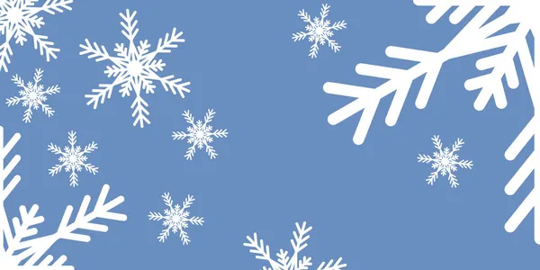 Niebieska Kartka Świąteczna Śnieżynką Biała Zima Dekoracji Cute Dekoracji Tło — Wektor stockowy