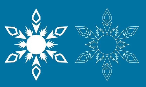 Snowflake Symbol Christmas Winter White Ice Crystal Snowflake Blue Background — Stock Vector