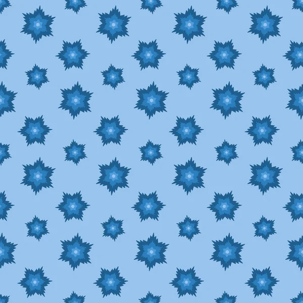 Mavi Çiçek Çiçeği Simetrik Dikişsiz Desen Arka Plan Duvar Kağıdı — Stok Vektör