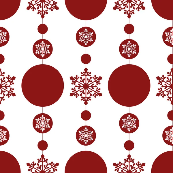 Snöig Jul Sömlös Mönster Cirkel Boll Snö Snöflinga Dekoration För — Stock vektor