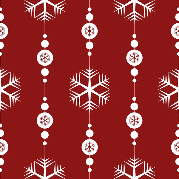 Красная Снежинка Рождественское Украшение Бесшовный Узор Праздничной Оберточной Бумаги — стоковый вектор
