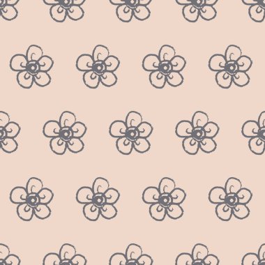 Hassas pembe pürüzsüz desen, tekstil tasarımı ve ambalaj vektör çizimi üzerinde organik desenli gri çiçek
