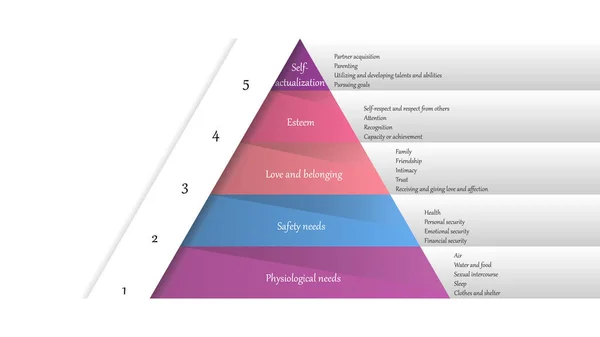Maslow Szükségleteinek Hierarchiája Abraham Maslow Piramis Igények Vektor Tervezés — Stock Vector